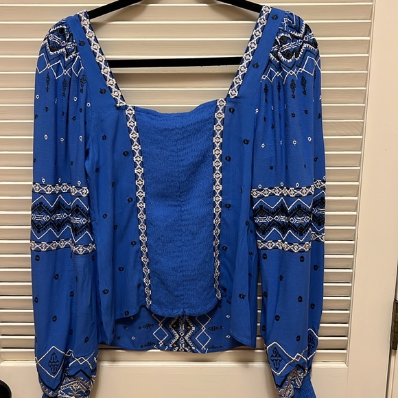 Hale Bob Hassina Embroidery Top in Blue, Size Small - Picture 13 of 16